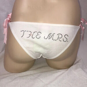 2 Belles Size Small “The Mrs.” White With Pink Side Ties Bikini. New with Tags